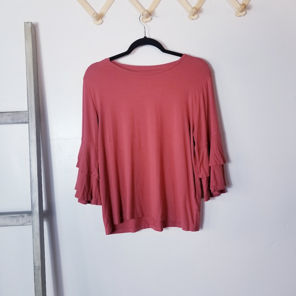 FRYE FLARED SLEEVE SHIRT REDDISH PINK COLOR SIZE MEDIUM